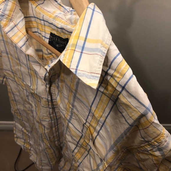 💜 Vintage Steve and Barrys Pattern men shrt Sz M - Picture 2 of 4